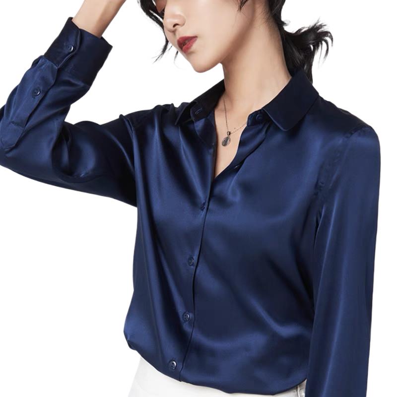 Silk Blouse Button - エレガントなサテン長袖ブラウス レディース 2025 ヴィンテージ バーガンディ ホワイト