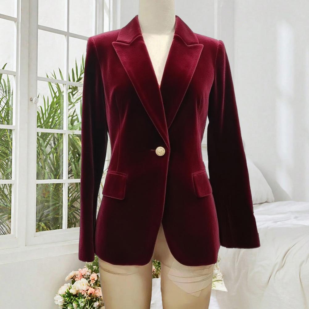 Women'S Formal Wear For A Wedding Guest - ベルベット大サイズ女性プロムピークドラペルレディオフィスタキシード結婚式のゲスト着用スリムフィットイブニングフォーマルブレザーアウター