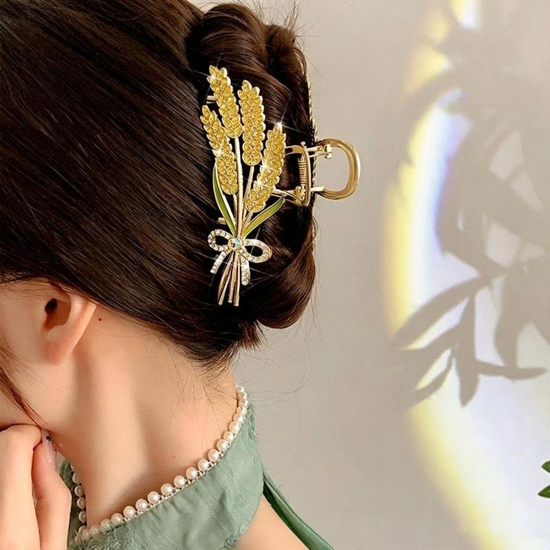 合金製ウィートデザインヘアクリップ、光沢のあるラインストーン - Women Formal Wear Designers のレビューと価格