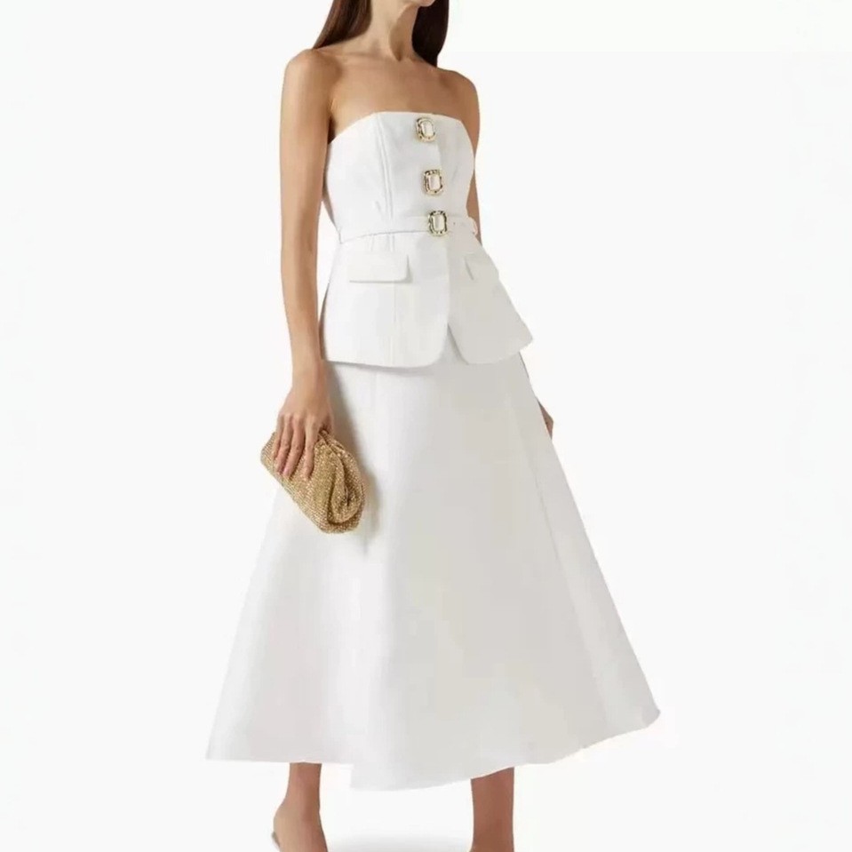 女性用セクシーストラップレスダイヤモンドボタンベルトクロップ - Women Formal Wear For Meeting のレビューと価格