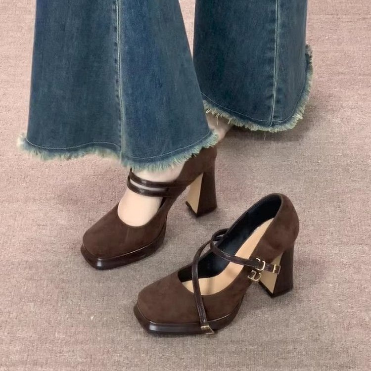 ヴィンテージ風厚底ハイヒール レディース メリージェーンシュ - Women Formal Wear For Office のレビューと価格