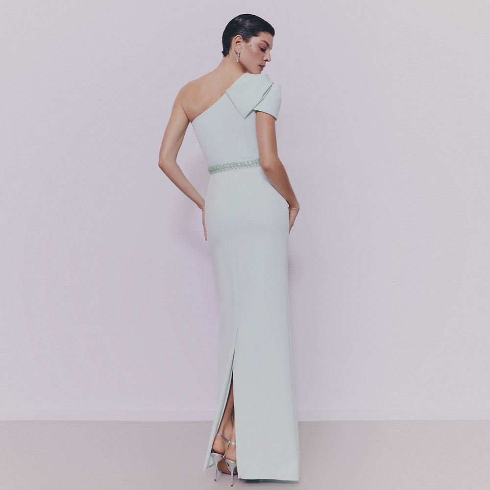 コラム型イブニングドレス、アシンメトリーネックライン、フォー - Women'S Formal Wear Wedding Guest のレビューと価格