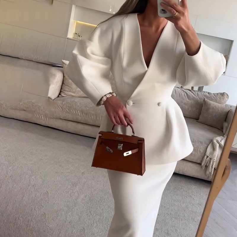 2ピースセット レディース エレガントなブレザーとスカートの - Women Formal Wear For Meeting のレビューと価格