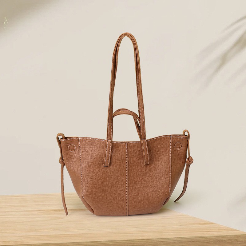 ブラウンウィングデザインのトートバッグ、コントラストステッチ - Shoulder Bag Structured のレビューと価格