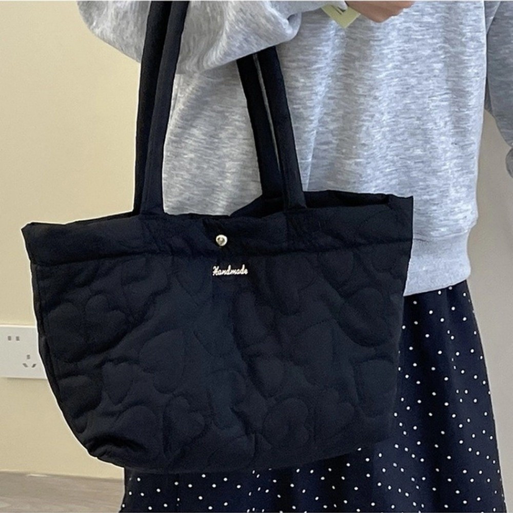女性用大容量ショルダーバッグ綿パッド入りハート刺繍ダウンハン - Shoulder Bag Structured のレビューと価格