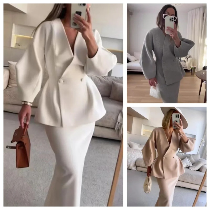 2ピースセット レディース エレガントなブレザーとスカートの - Women Formal Wear For Meeting のレビューと価格