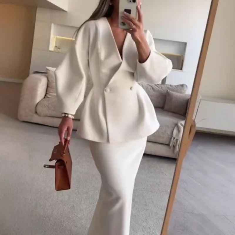2ピースセット レディース エレガントなブレザーとスカートの - Women Formal Wear For Meeting のレビューと価格