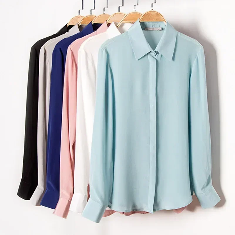 2025年春新作 レディースシルクシャツ 長袖 100%桑絹 - Silk Blouse Button のレビューと価格
