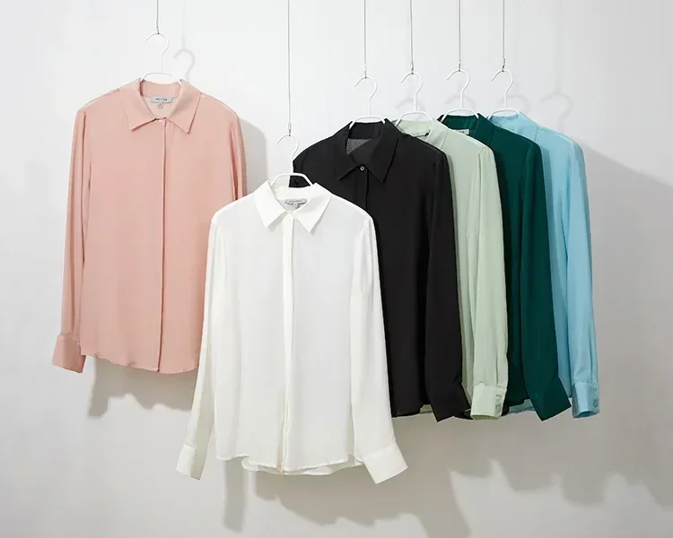 2025年春新作 レディースシルクシャツ 長袖 100%桑絹 - Silk Blouse Button のレビューと価格