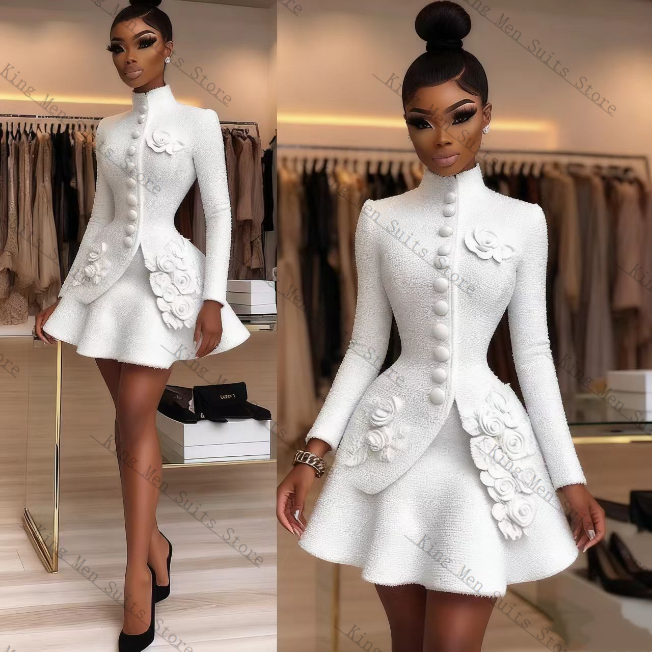 高級白人女性スーツセット 2 個ブレザー + ショートミニウ - Women'S Formal Wear For A Wedding Guest のレビューと価格