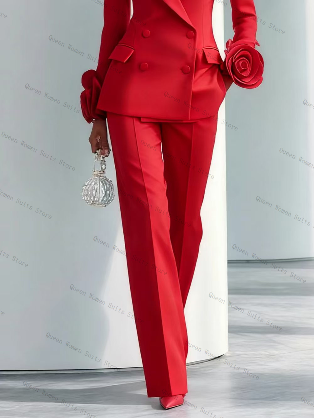 高級レッド女性スーツセット 2 個ブレザー + パンツズボン - Women'S Formal Wear For A Wedding Guest のレビューと価格