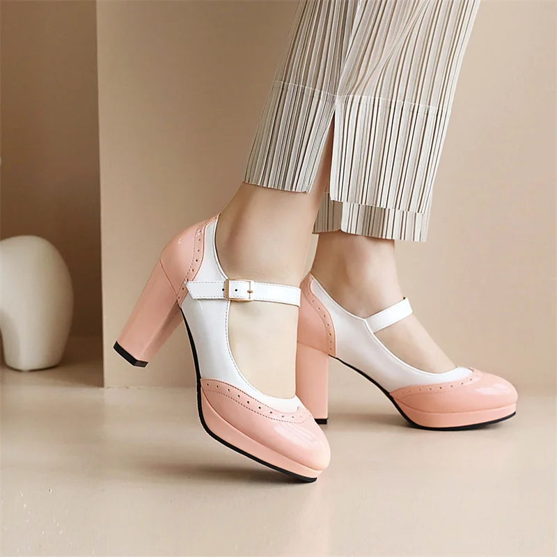 黄色のミックスカラープラットフォームメリージェーンズ女性用ラ - Women Formal Wear For Office のレビューと価格