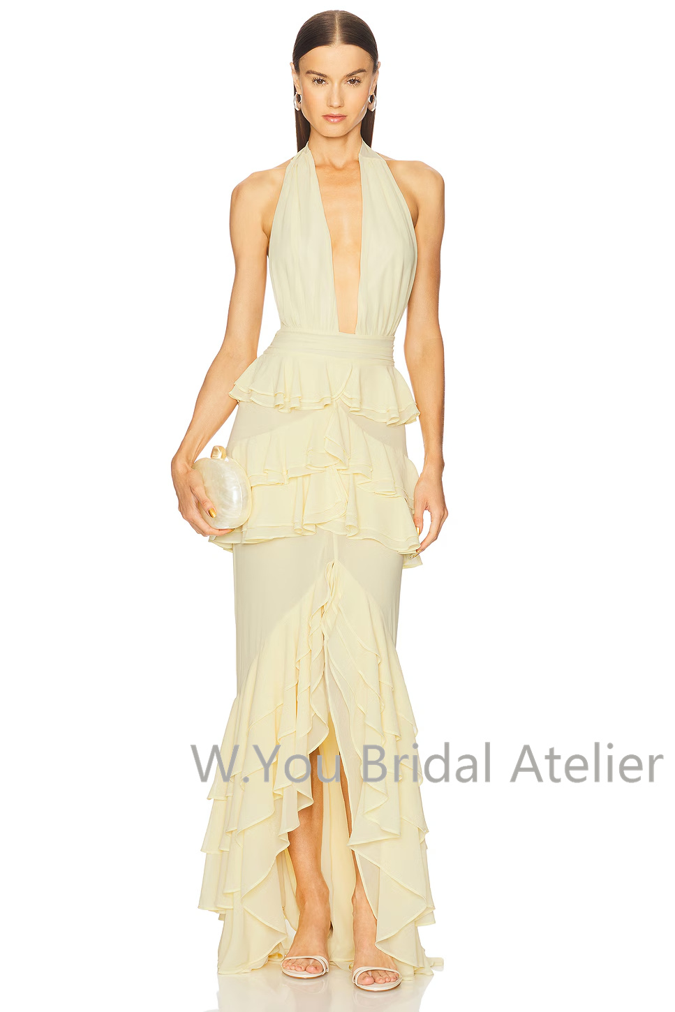 イブニングドレス ディープ V ネック ホルター フロント  - Women'S Formal Wear For A Wedding Guest のレビューと価格