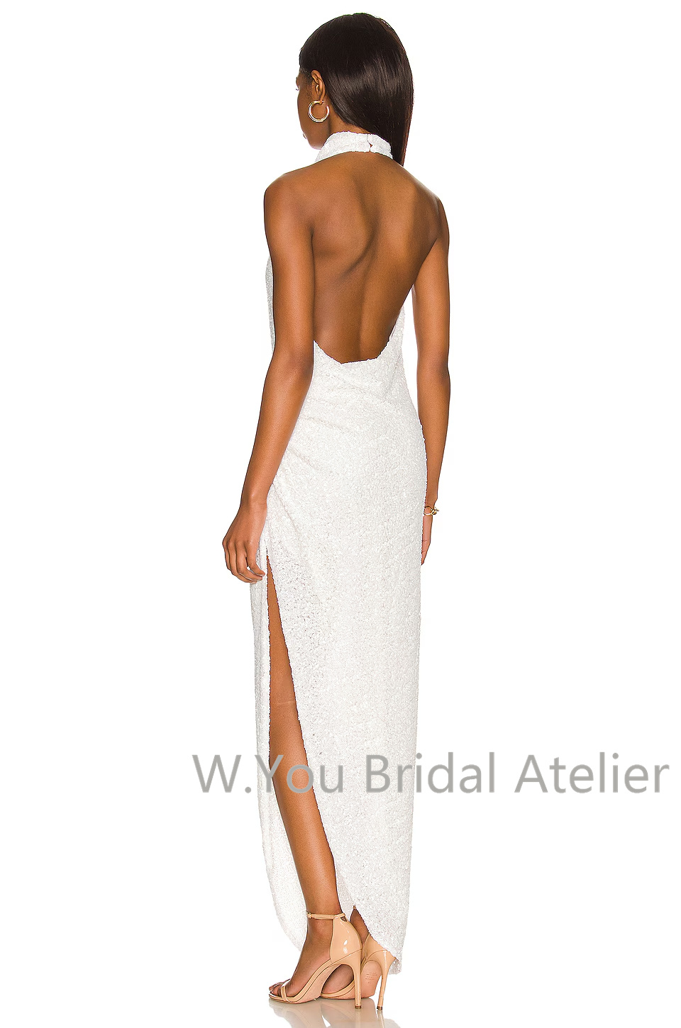 イブニングドレス ホルターネックラインドレス ホワイトスパン - Women'S Formal Wear For A Wedding Guest のレビューと価格