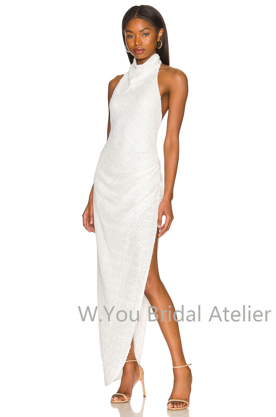 イブニングドレス ホルターネックラインドレス ホワイトスパン - Women'S Formal Wear For A Wedding Guest のレビューと価格