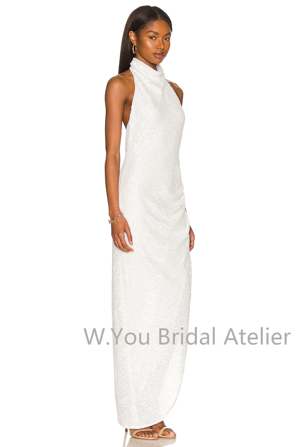 イブニングドレス ホルターネックラインドレス ホワイトスパン - Women'S Formal Wear For A Wedding Guest のレビューと価格
