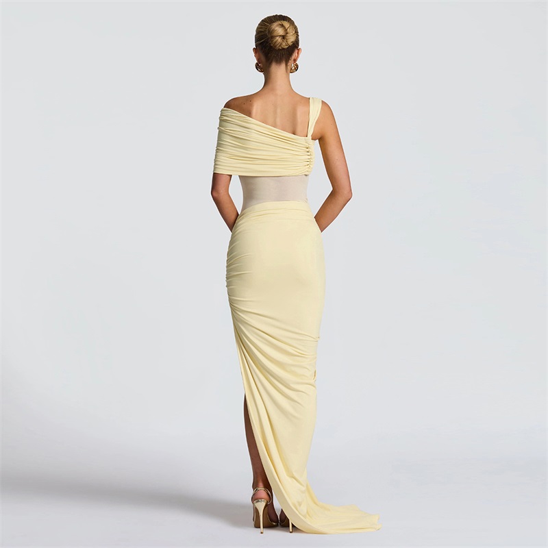 イエロー女性プロムドレス 2 ピースジャンプスーツ + ショ - Yellow Formal Wear Women のレビューと価格