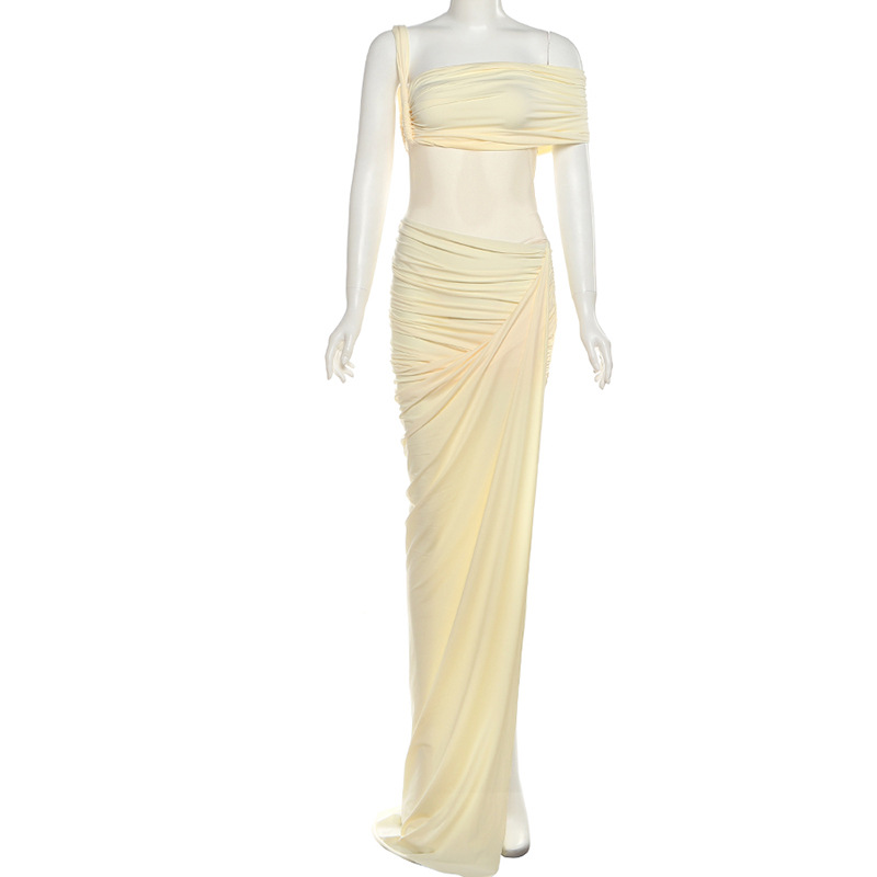 イエロー女性プロムドレス 2 ピースジャンプスーツ + ショ - Yellow Formal Wear Women のレビューと価格