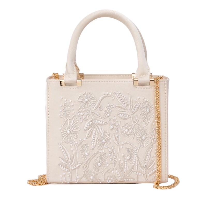 刺繍入りパールハンドバッグ ヴィンテージ エレガントな構造の - Shoulder Bag Structured のレビューと価格