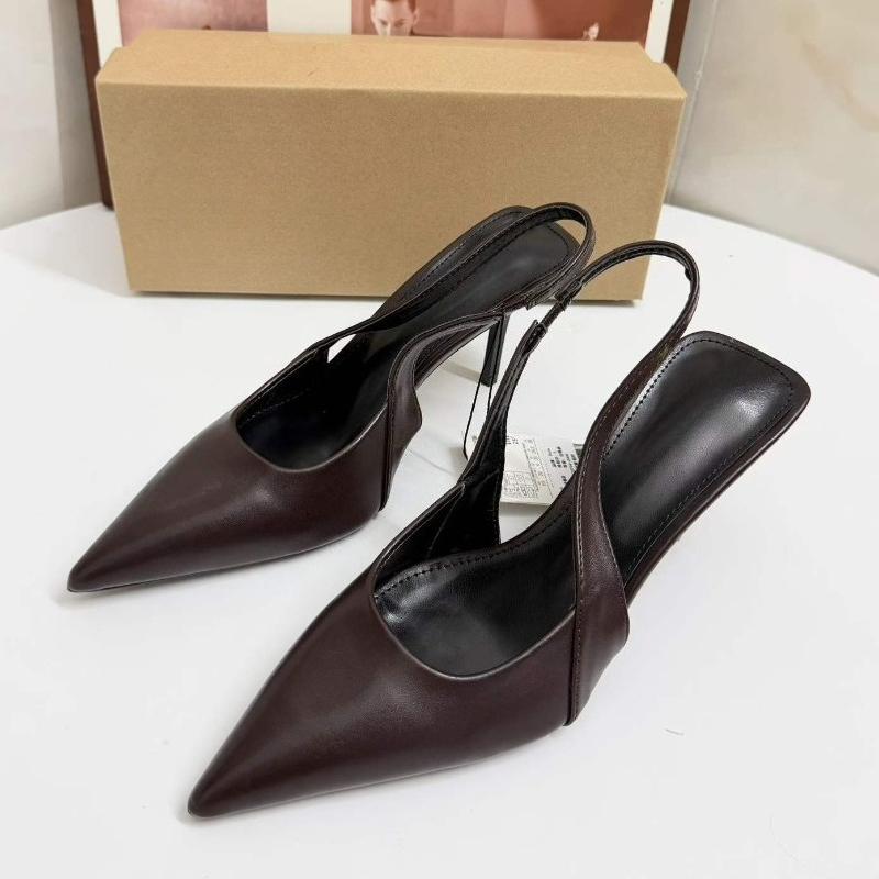 レディース エレガント ダークブラウン フェイクレザー ポイ - Women Formal Wear For Office のレビューと価格