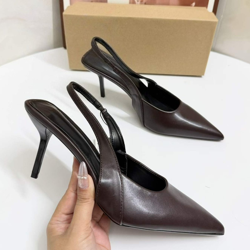 レディース エレガント ダークブラウン フェイクレザー ポイ - Women Formal Wear For Office のレビューと価格