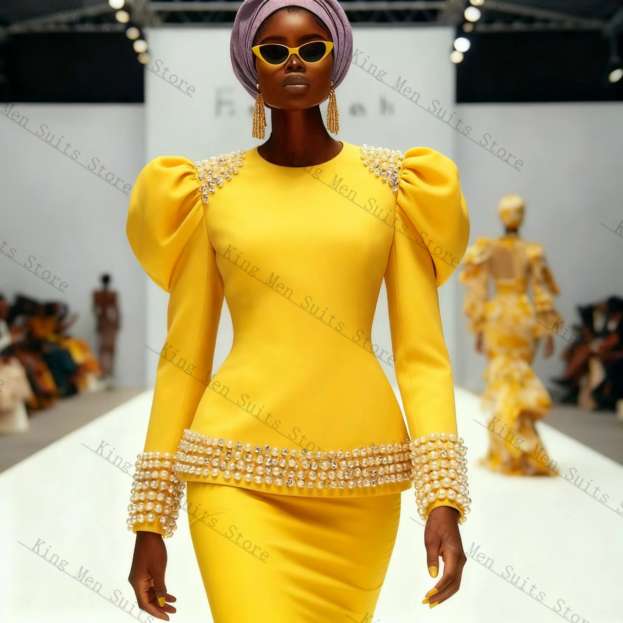 イエローブラック女性スーツセット 2 個ブレザー + ショー - Yellow Formal Wear Women のレビューと価格