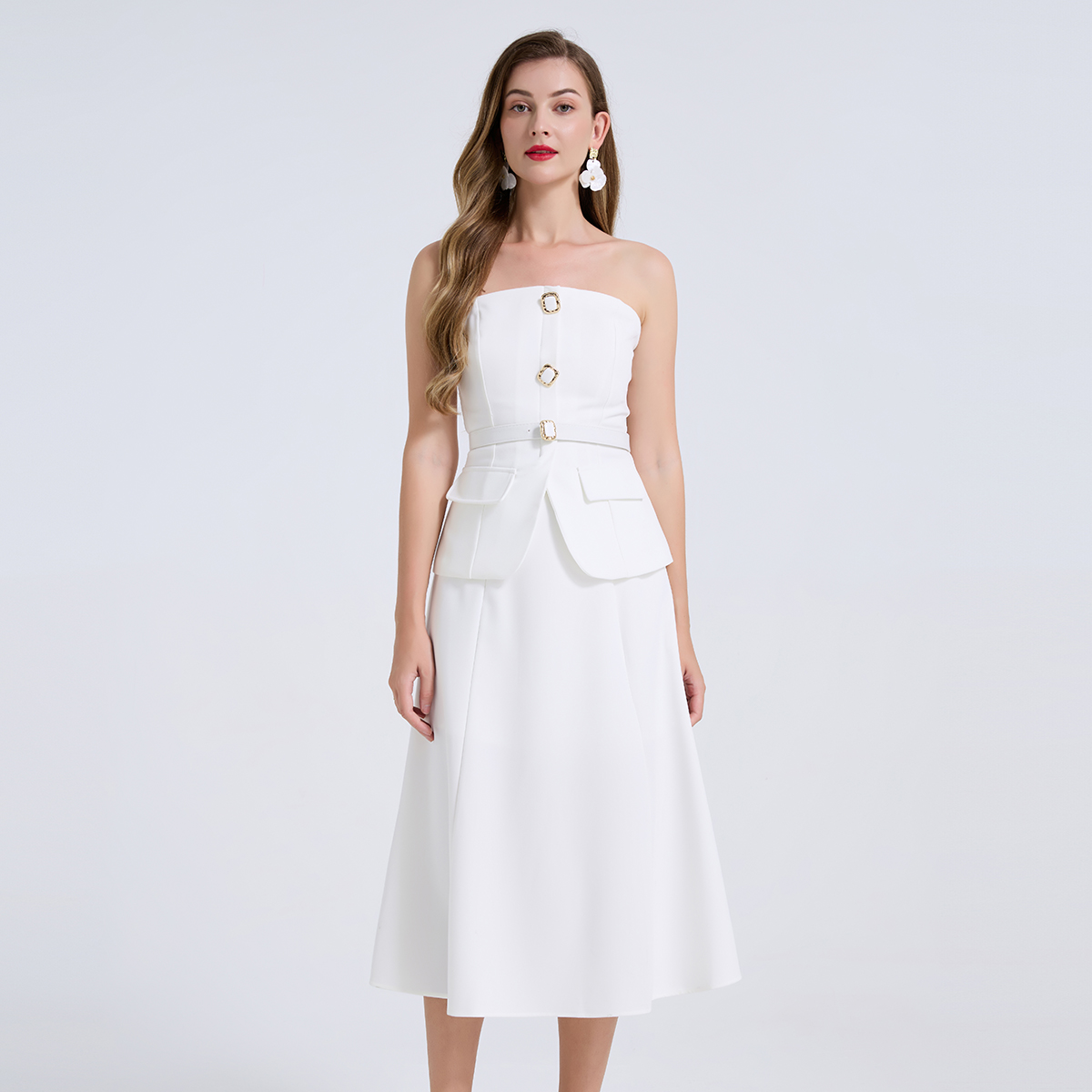 エレガントな2ピースレディースセットアップ、ダイヤモンドボタ - Women Formal Wear For Meeting のレビューと価格
