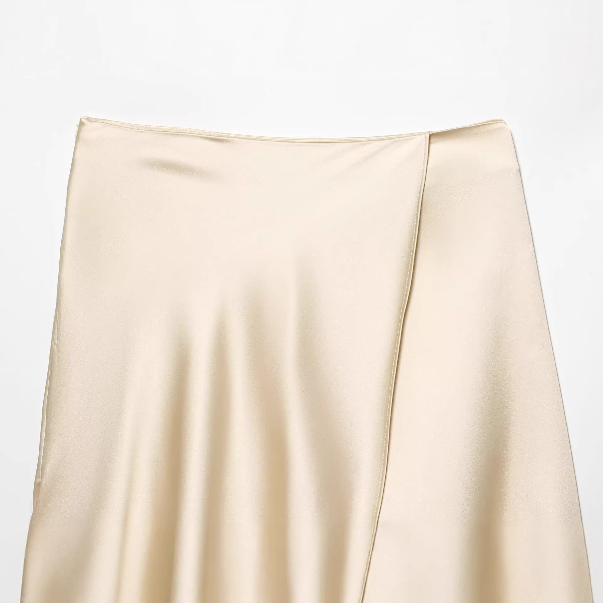 レディース エレガント サテン レースヘムスカート ベージュ - Yellow Formal Wear Women のレビューと価格